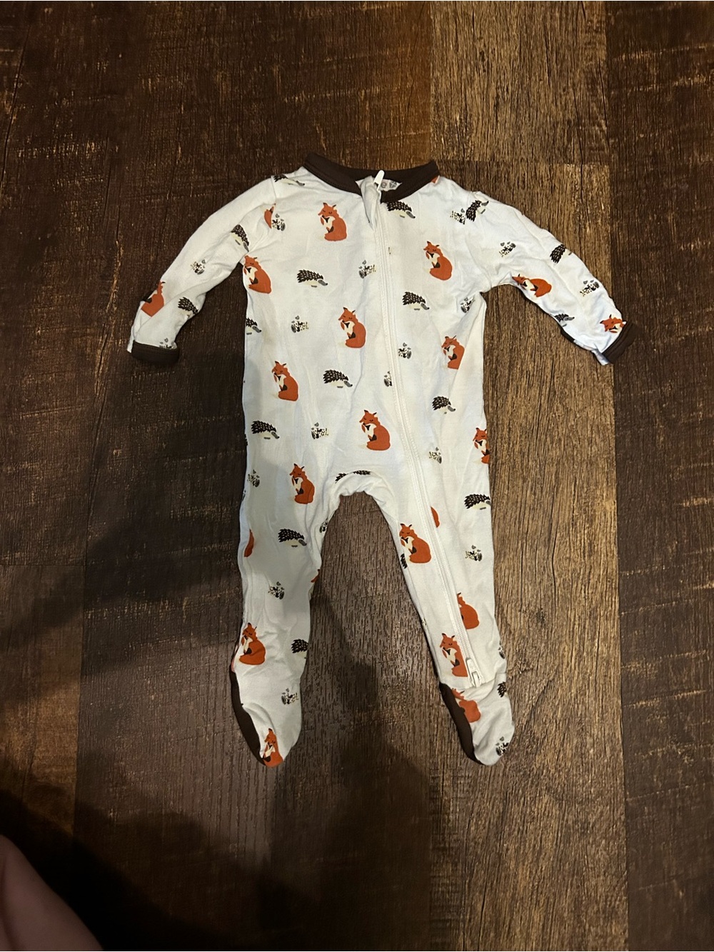 Kyte BABY White Footed One-Piece with Orange Fox Print